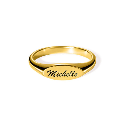Personalized Name Oval Signet Ring