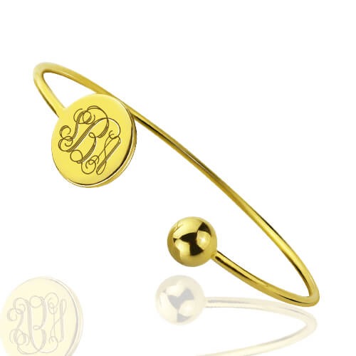 Disc Monogram Adjustable Bangle Bracelet