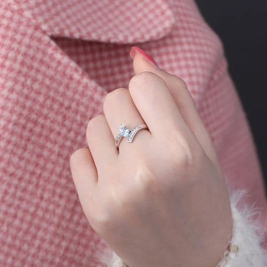 Engraved Princess-Cut Birthstone Ring