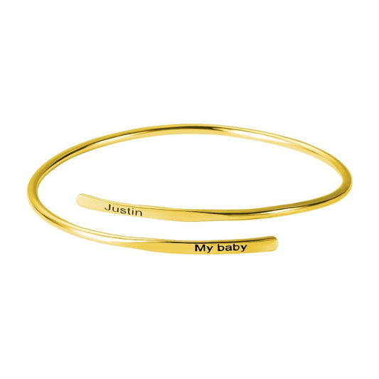 Engraved Adjustable Name Bangle Bracelet