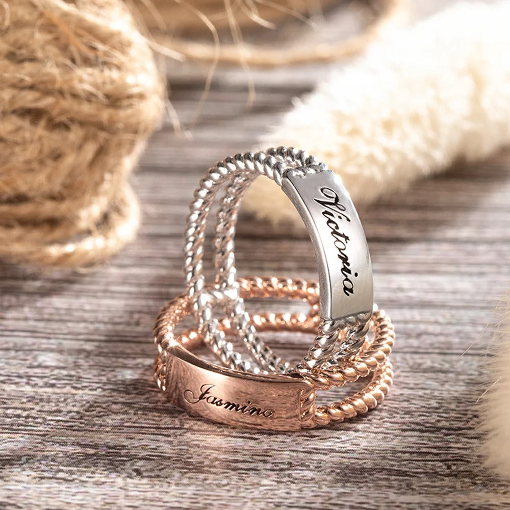 Personalized Twisted Rope Ring Rose Gold