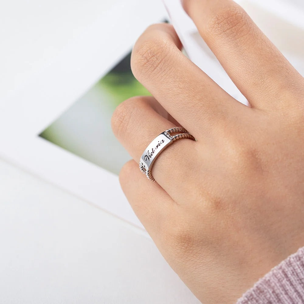 Personalized Twisted Rope Ring Rose Gold