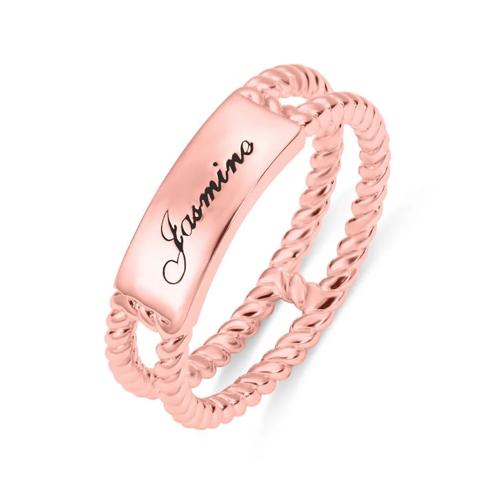 Personalized Twisted Rope Ring Rose Gold