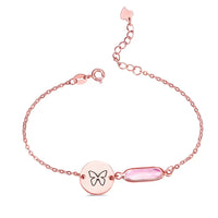 Custom Birthstone Bracelet with Name Disc
