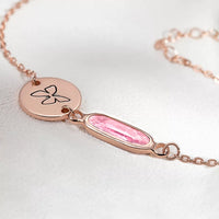 Custom Birthstone Bracelet with Name Disc