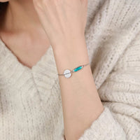 Custom Birthstone Bracelet with Name Disc