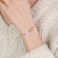 Custom Birthstone Bracelet with Name Disc