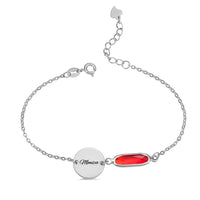 Custom Birthstone Bracelet with Name Disc
