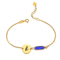 Custom Birthstone Bracelet with Name Disc