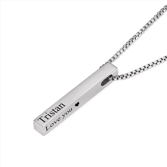 Custom Engraved 4 Sides Bar Necklace