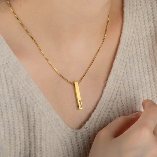 Custom Engraved 4 Sides Bar Necklace