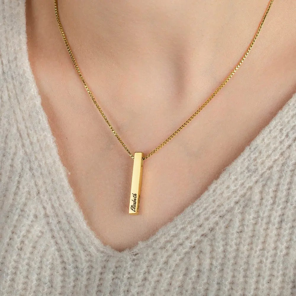 Custom Engraved 4 Sides Bar Necklace