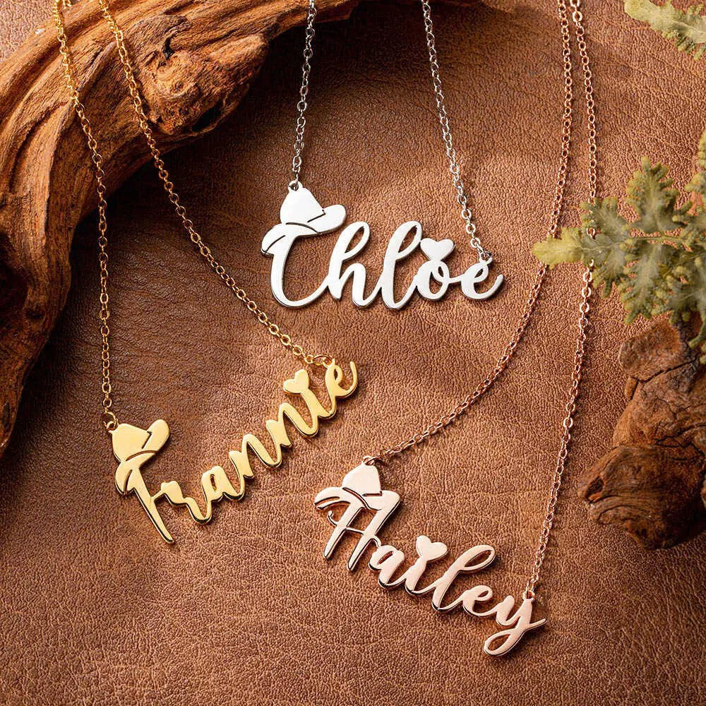Personalized Name Necklace with Cowboy Hat