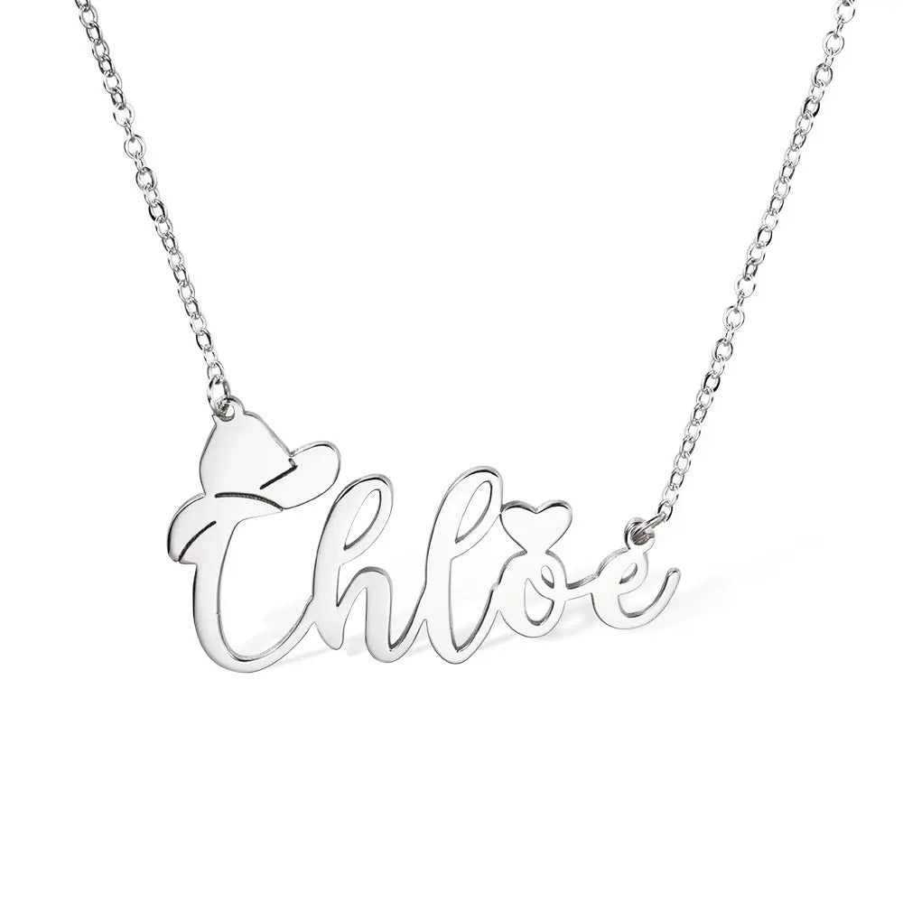 Personalized Name Necklace with Cowboy Hat