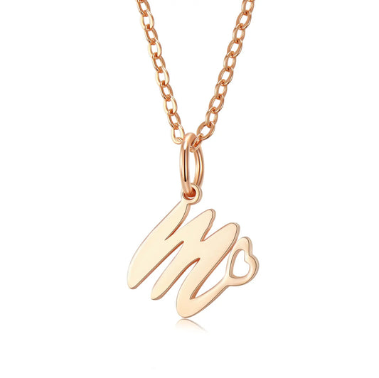 Personalized Initial Necklace with Tiny Heart