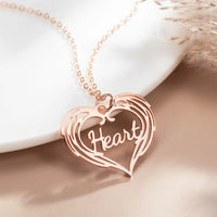 Custom Heart Name Necklace with Guardian Angel Wing