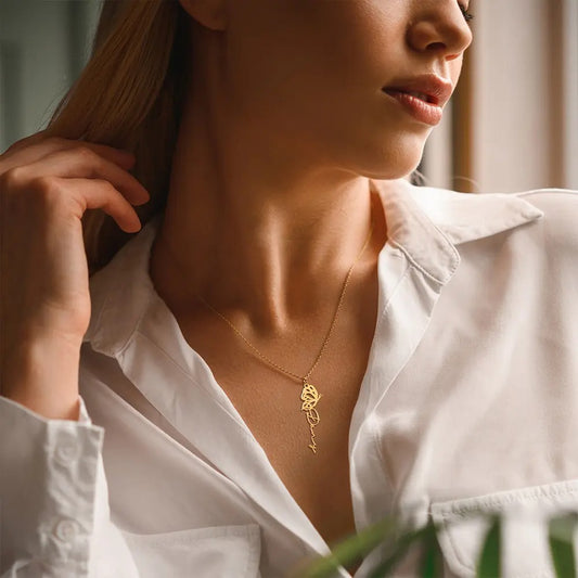 Custom Dainty Birth Butterfly Name Necklace
