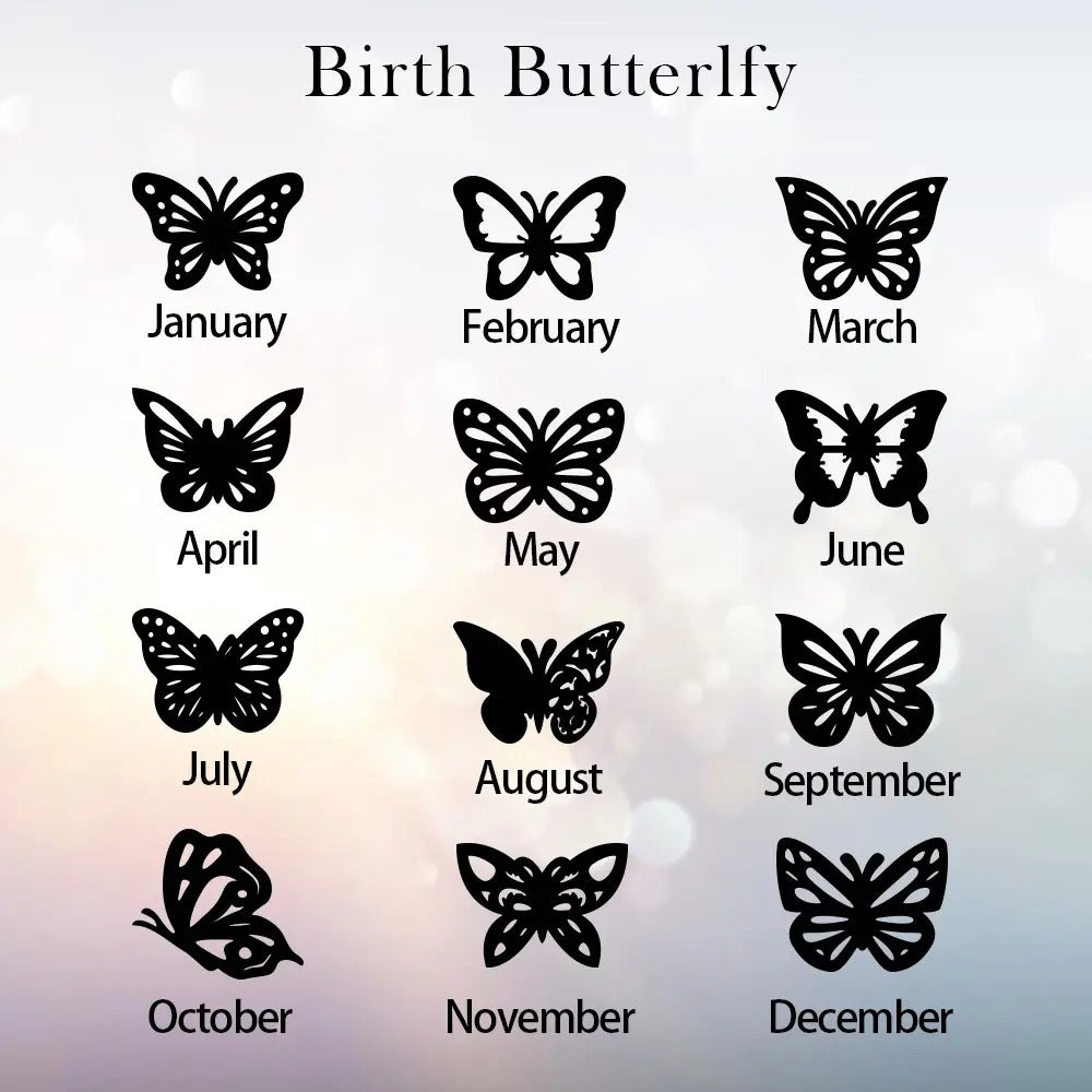 Custom Dainty Birth Butterfly Name Necklace
