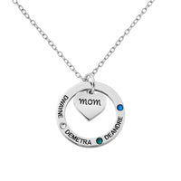 Birthstone Necklace with Heart & Ring Pendant
