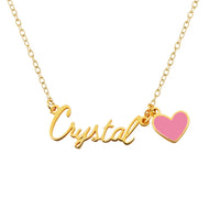 Personalized Name Necklace with Pink Heart