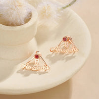 Custom Name Birthstone Earrings