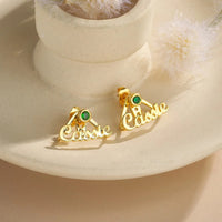 Custom Name Birthstone Earrings