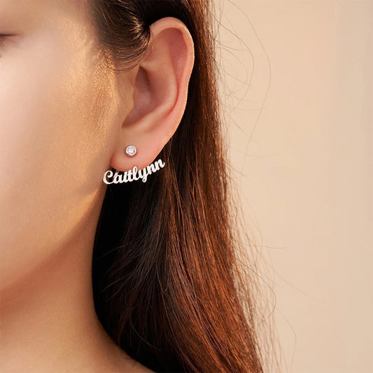 Custom Name Birthstone Earrings