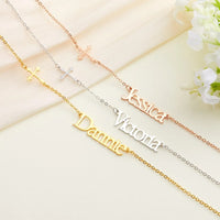 Personalized Sideway Name Cross Necklace