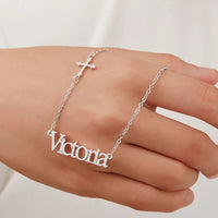 Personalized Sideway Name Cross Necklace
