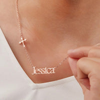 Personalized Sideway Name Cross Necklace