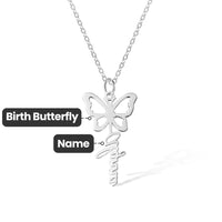 Custom Dainty Birth Butterfly Name Necklace
