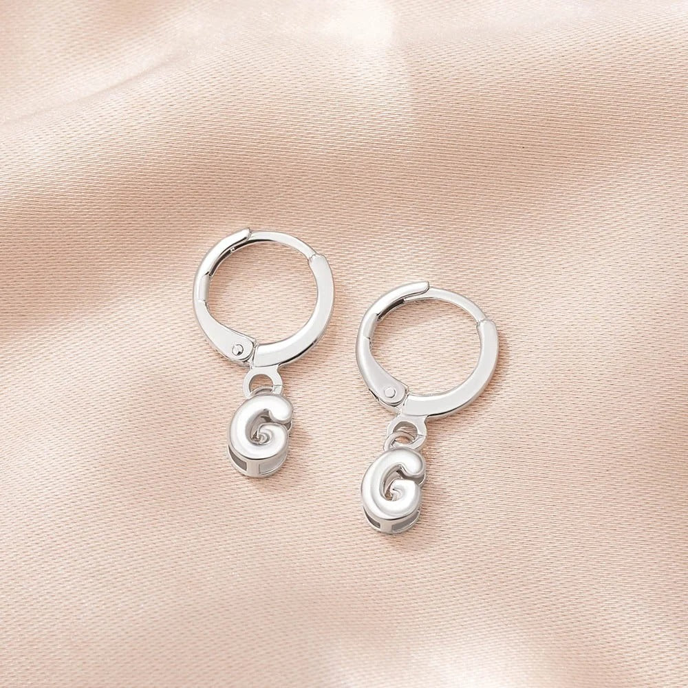 Custom 3D Bubble Huggie Letters Earrings