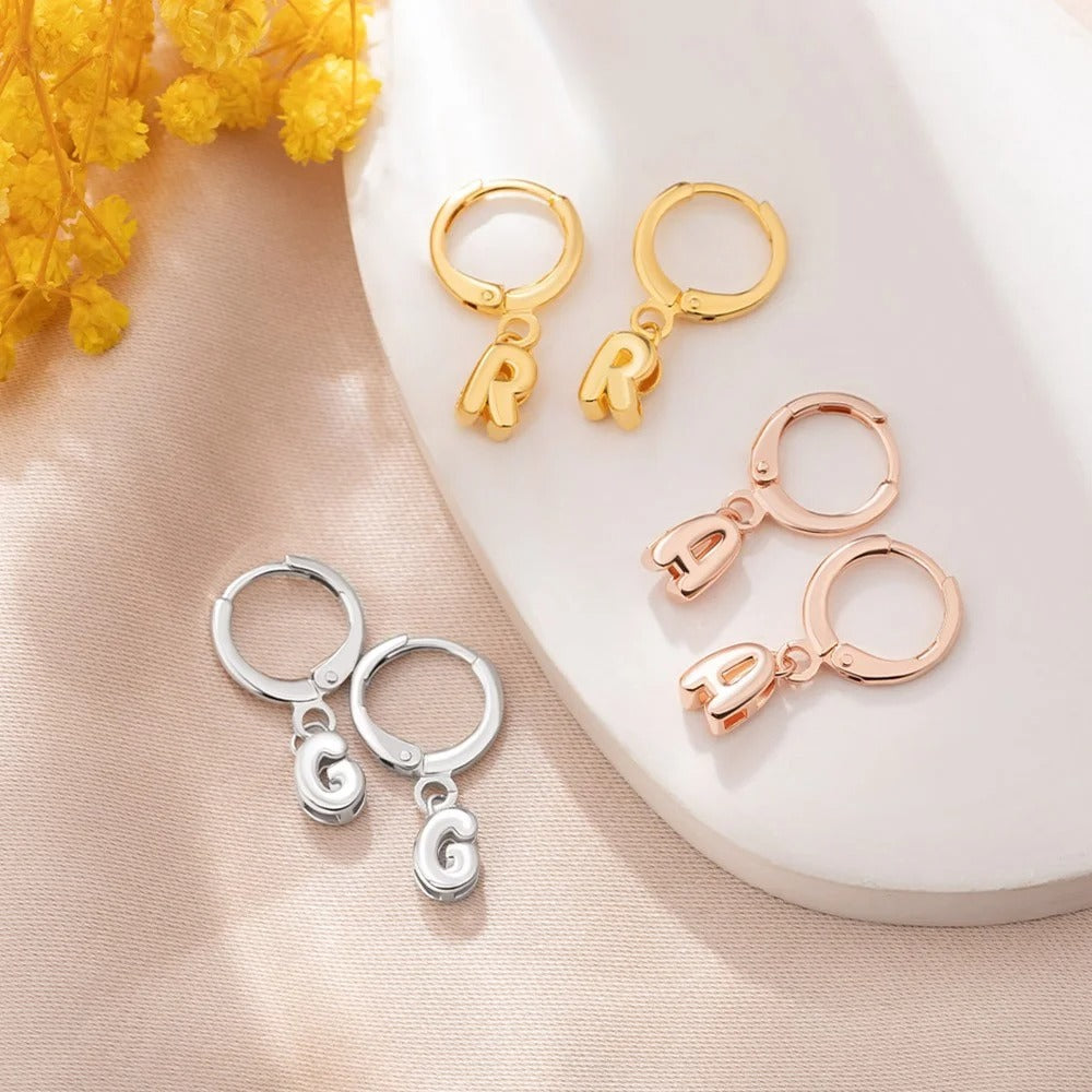 Custom 3D Bubble Huggie Letters Earrings