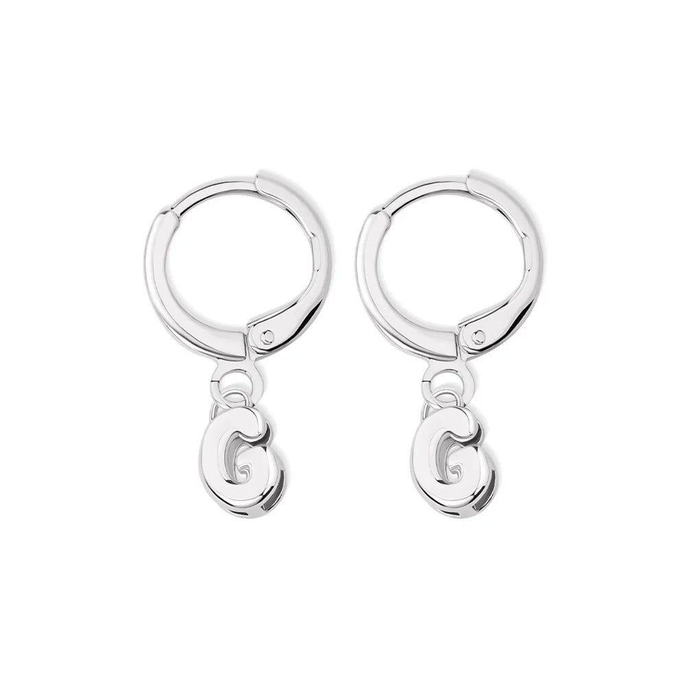 Custom 3D Bubble Huggie Letters Earrings
