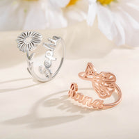 Custom Name Birth Flower Ring