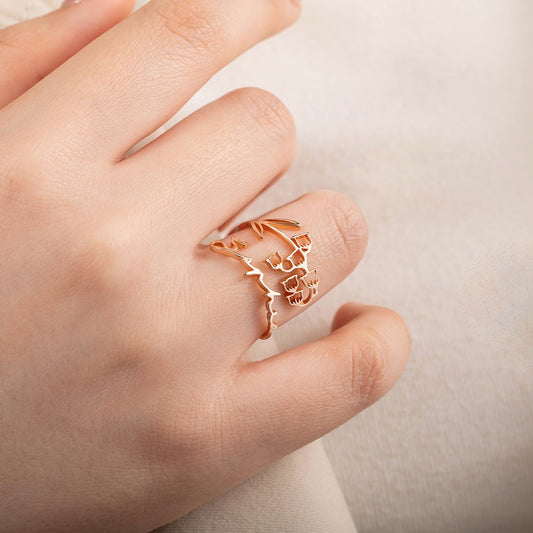 Custom Name Birth Flower Ring