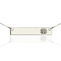 Engraved Monogram Initial Bar Necklace
