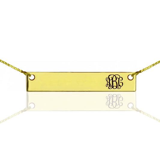 Engraved Monogram Initial Bar Necklace