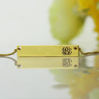 Engraved Monogram Initial Bar Necklace