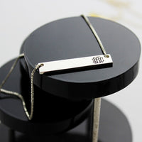 Engraved Monogram Initial Bar Necklace